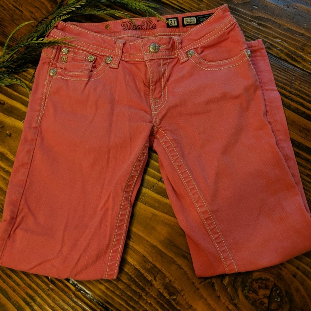 Miss Me Coral Colored Cropped Jeans -Size 27